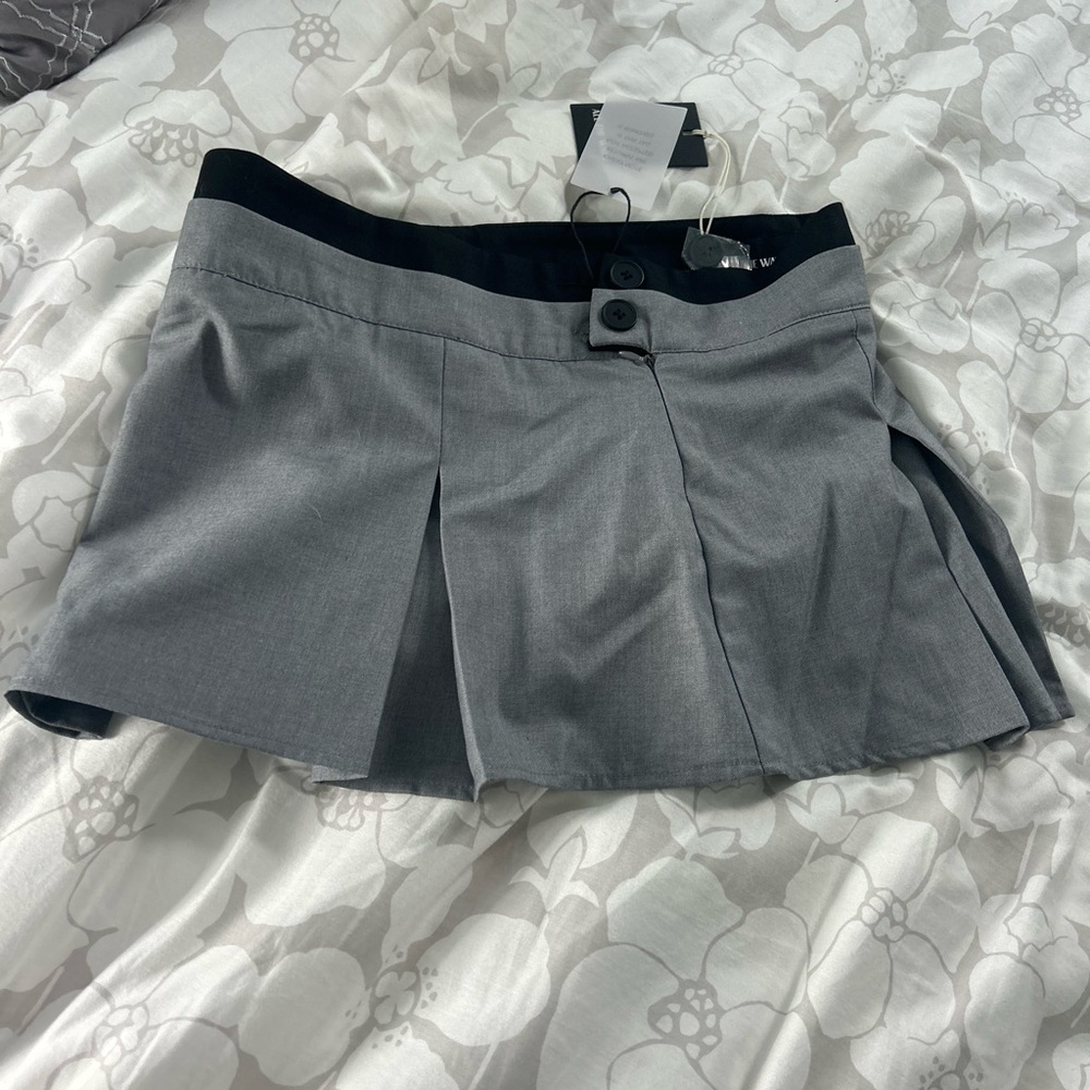 Gray Pleated Mini Skirt